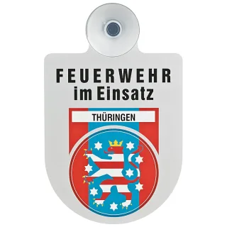 Alu Saugnapf Wappen Schild Feuerwehr im Einsatz mit Wappen Thüringen