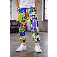 Mosranic Jogginghose Herren Baggy Hose "Graffiti" Trainingshose Fitness Gym Sporthose