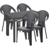 Mojawo Essgruppe 5tlg Gartengarnitur Camping Outdoormöbel 100x70cm Kunststoff Anthrazit