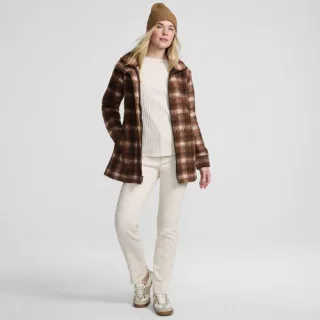 Gemusterte Bouclé-Jacke, Damen, size: regular, Braun, Polyester, by Lands' End