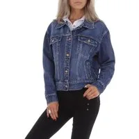 Ital-Design Jeansjacke Damen Freizeit Used-Look Jeansjacke in Blau