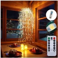 Jibenhome Dekobaum Lichtervorhang Baumvorhang 8 Modi Wasserfall-Lichterkette, Timer, USB, mit Fernbedienung für Zaun,Wand,Fenster,Weihnachtsdeko