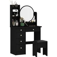 FUFU&GAGA Schminktisch mit Hocker und 5 Schubladen, 80 B x 40 T x 135H cm
