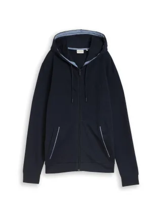 Tom Tailor - Hoodie Sweatjacke mit Ottoman Struktur sky captain blue ottoman - Gr. - L