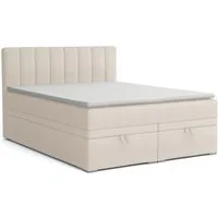 Deine Möbel 24 Boxspringbett DAVID Boxbett Polsterbett Komplettbett Bett mit einer Matratze H4 (Taschenfederkernmatratzen 7 Zonen H4 Creme Grau Hellgrau Schwarz Anthrazit Beige Samt Velour, 3-St., Taschen-federkernmatratze 7 Zonen H4 PREMIUM Bett), 1