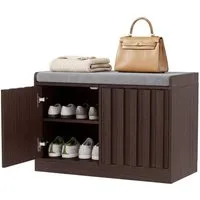 UEV Schuhschrank Sitzbank mit Klappe Holz (Modern Sitzbank im Flur, 66x32x44cm) Schuhschrank für Wohnzimmer Schlafzimmer Flur