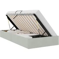 vidaXL Bett Ottoman Bettgestell mit Speicher Hellgrau 90 x 190 cm Samt (1-tlg)