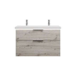 Burgbad Keramik Waschtisch-Set Eqio Eiche Dekor Silber/Alpinweiss, SEZB103F6015C0001 SEZB103F6015C0001