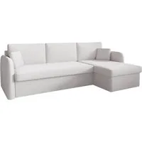 M-Punkt24 Ecksofa Nice, Abriamo - Boucle Ecru Hell, mit Bettfunktion, Bettkasten, Ottomane Rechts / Links Universell