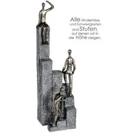 GILDE Dekoobjekt Skulptur OUT UP Climbing 3 Figuren bronzefarbend auf Stufen