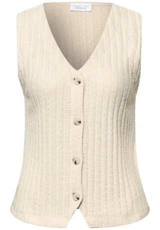 Street One - Weste mit V-Neck und Knopfleiste beige - Gr. - 36