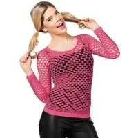 Metamorph Kostüm Netzshirt pink, Breitmaschiges Netzshirt mit langen Ärmeln