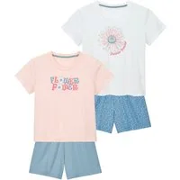 petite fleur Pyjama (4 tlg., 2 Stück) Mädchen - kurzer Schlafanzug mit sommerlichem Druck