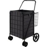 COSTWAY Einkaufstrolley, 120L mit abnehmbarer Tasche & 2 Körben klappbar