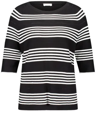 GERRY WEBER Edition - Pullover mit Streifenmuster schwarz - Gr. - 40
