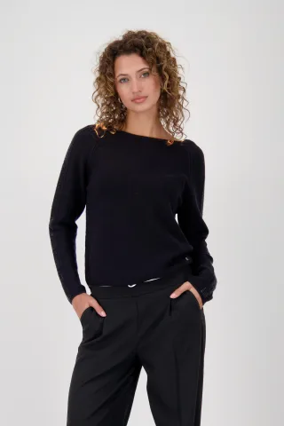monari - Pullover mit Schmuckakzenten schwarz - Gr. - 38