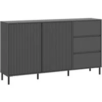 Home affaire Sideboard viel Stauraum, Soft Close, 2 Türen und 3 Schubkasten, mit Metallfüßen, Breite 158 cm, grifflos, Fronten geriffelt