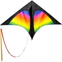 Wolkenstürmer Flug-Drache Kinderdrachen Rainbow - Delta Drachen 155 cm, (Bunter Regenbogen Drachen für Kinder - Outdoor Spielzeug, 1-tlg), Ready to Fly Kite for Children - Einleiner ab 6 Jahren