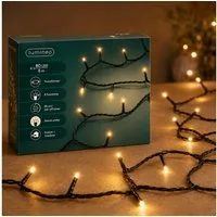 Lumineo LED-Lichterkette, LED Lichterkette 6m Basic mit Trafo 80 LEDs Warmweiß / Schwarz