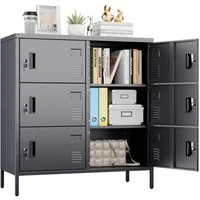 AOBABO Mehrzweckschrank Mitarbeiterschrank mit Lüftungslöchern, 90x40x96 cm (1-St) 6-türiger Metallschrank, abschließbar
