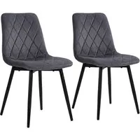 relaxdays Esszimmerstuhl Samt Esszimmerstuhl Set (2 St), anthrazit., 2er Pack