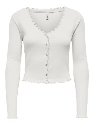 ONLY - ONLLAILA L/S BUTTON TOP MIX BOX JRS NOOS Cloud Dancer - Gr. - XL