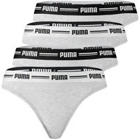 PUMA BODYWEAR String Soft Cotton Modal (Set) Webgummibund, Logo, 4er Pack