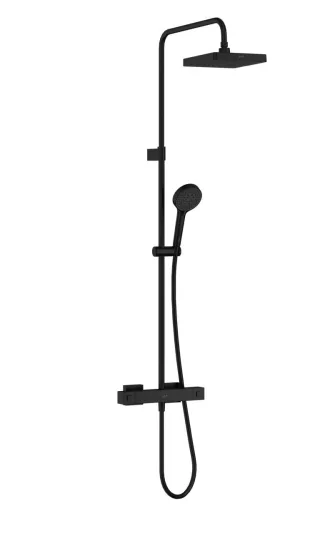 VitrA Base Square Thermostat-Duschsystem mit Kopf- und Handbrause Schwarz Matt,A4730636EXP A4730636EXP