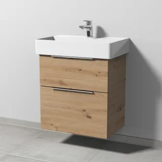 Sanipa 3way Waschtischunterbau zu Duravit Dura Square Waschtisch mit 2 Auszügen, Eiche Natural-Touch UM42385