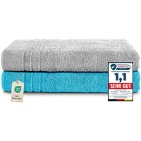 Komfortec Saunatuch Frotte aus 100% Baumwolle, Frottee (Packung, 2-St), 80x200 Saunatücher set XXL, Weich, Schnelltrocknend