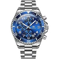 OLEVS Quarzuhr Herren Chronograph Uhr mit Tag Nacht Anzeige Edelstahl Armband 2926