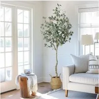 Kunstbaum Eukalyptusbaum,moderne große Kunstpflanze im Topf,183cm, GarveeMore, Höhe 180 cm, für drinnen und draußen,Heimbüro,ideale Haushaltswaren