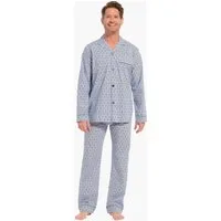 Robson Schlafanzug Herren Pyjama geknöpft klassisch (2 tlg) Baumwolle