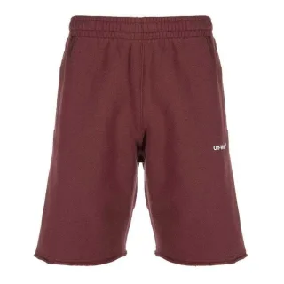 Off White - "Helvetica" Sweat-Shorts für Herren/Damen Unisex (Burgunderrot)