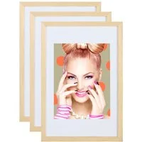 IDEAL TREND Bilderrahmen 3er 5er Set Holz Bilderrahmen Lifestyle Plexi Foto Rahmen Collage Wand, für 3 Bilder (3 St), Holz Bilderrahmen mit Papiereinleger und Kunststoffglas