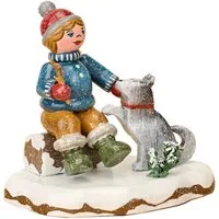 Hubrig Volkskunst GmbH Dekofigur Hubrig Winterkinder Oscar, mein Freund (1 St)