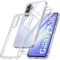 SmartUP Smartphone-Hülle + 2X Schutzglas für Samsung Galaxy A36 5G Panzerfolie Display Case 9H 6,7 Zoll, kompletter Rundumschutz