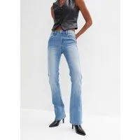 bonprix Schlagjeans 5-Pocket-Style, aus Baumwolle, Polyester und Elasthan, Mid Waist