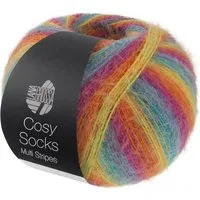 LANA GROSSA Meilenweit 100 g COSY SOCKS MULTI STRIPES Häkelwolle, 400 m (Flauschige Sockenwolle mit Merinowolle mit besonderem Druckeffekt, waschmaschinenfest), 100 g