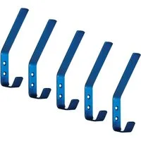 SO-TECH® Kleiderhaken doppelter Wandhaken, Edelstahl, 142 x 20 x 45 mm, (5-St), großer Jackenhaken mit abgerundeten Kanten blau