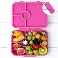 LEKKABOX Lunchbox Bentobox Brotdose, 4 Fächer - Kinder Vesperdose Brotbüchse Brotbox, Für feuchte Lebensmittel auslaufsicher, inkl. extra Trenner