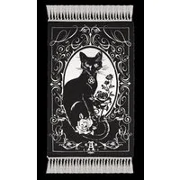 Figuren Shop GmbH Teppich Schwarze Katze Teppich – Gothic Wohn Dekoration Alchemy England 97 cm, Höhe: 97 mm