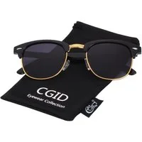 LuxusKollektion Retrosonnenbrille Sonnenbrille Herren Damen Polarisiert UV400 Halbrahmen A Gold Grau