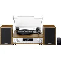Lenco MC-160WD Plattenspieler Riemenantrieb Holz Plattenspieler (Bluetooth, inkl. Radio)