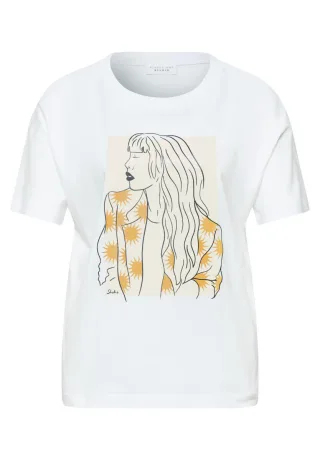 Street One - T-Shirt mit grafischem Frontprint weiß - Gr. - 40