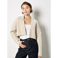 Apricot Cardigan Strickjacke mit Wickelausschnitt und Zopfmuster