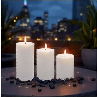 Spetebo LED-Kerze Outdoor mit Timer und Flmammen Effekt 3er Set (Anzahl, 1-tlg., Stück), mit IP44 Spritzwasserschutz