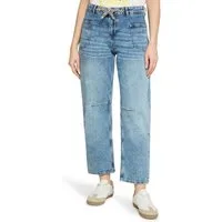 Cartoon Ankle-Jeans Damen mit Bindegürtel