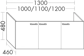 Burgbad Waschtischunterschrank System 30 Preisgruppe 4 Sana 480x1300x460 Schwarz Hochglanz WSAC130F6565
