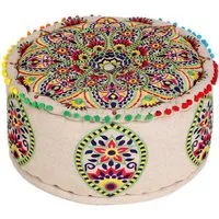 Marrakesch Orient & Mediterran Interior Pouf Orientalischer Pouf Hakika handgefertigt aus Baumwolle in Bunt 50 cm (1-St), Handarbeit
